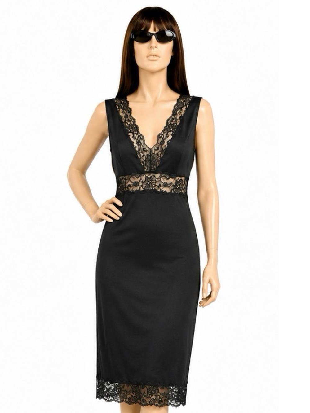 Vintage Rare Bebe Y2K Black Lace Slip Dress Whimsigoth Dark Feminine Size M - Picture 2 of 8
